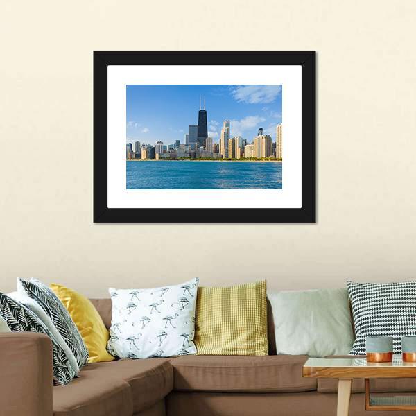 Cityscape Of Chicago Canvas Wall Art-1 Piece-Framed Print-20" x 16"-Tiaracle