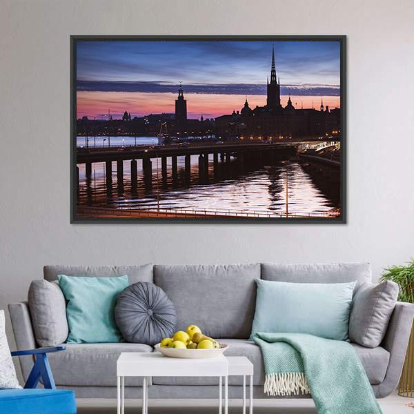 Cityscape Of Gamla Stan City Canvas Wall Art-3 Horizontal-Gallery Wrap-25" x 16"-Tiaracle
