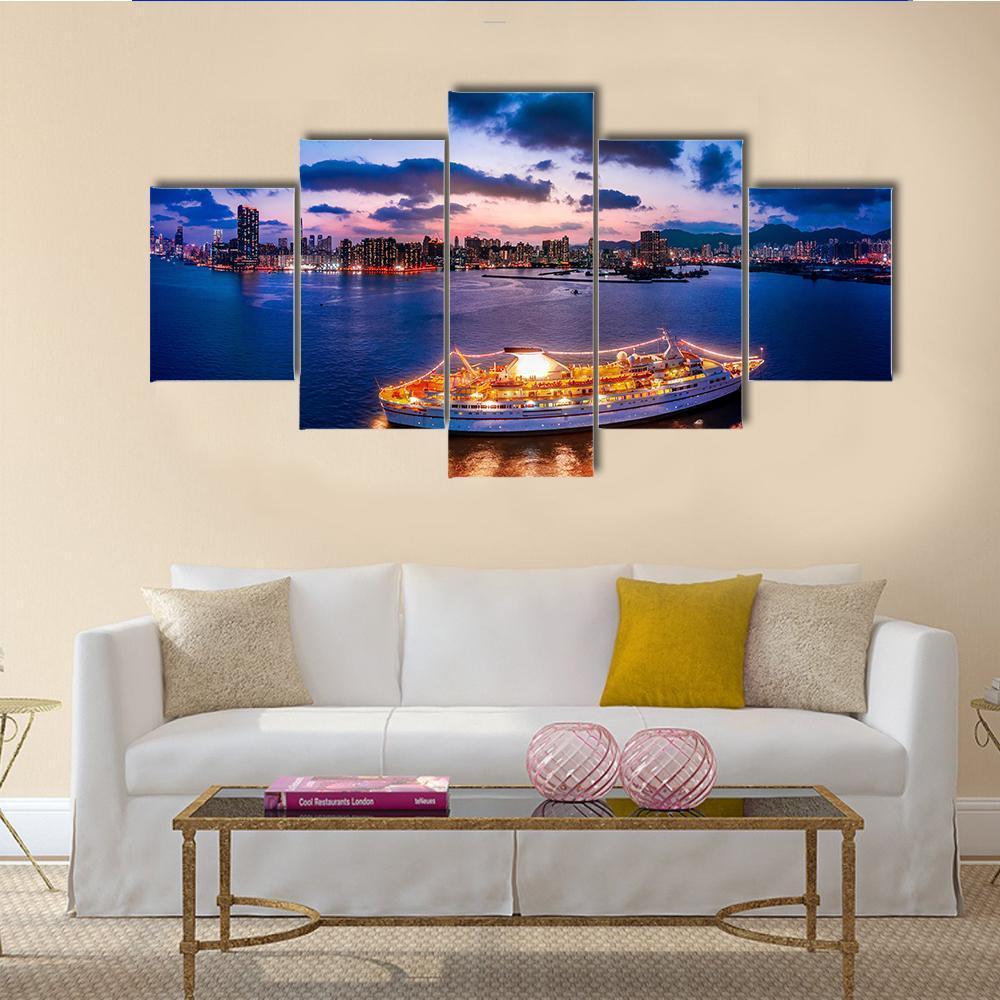 Cityscape Of Kowloon Canvas Wall Art-5 Star-Gallery Wrap-62" x 32"-Tiaracle