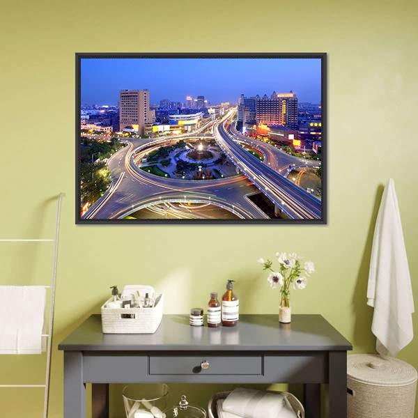 Cityscape Of Nanchang Canvas Wall Art-5 Horizontal-Gallery Wrap-22" x 12"-Tiaracle