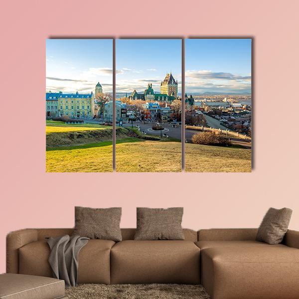 Cityscape Of Quebec Canvas Wall Art-3 Horizontal-Gallery Wrap-25" x 16"-Tiaracle
