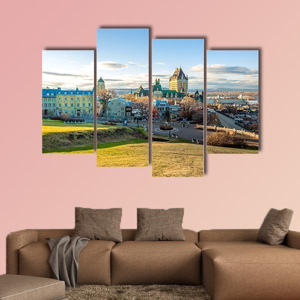 Cityscape Of Quebec Canvas Wall Art-4 Pop-Gallery Wrap-50" x 32"-Tiaracle