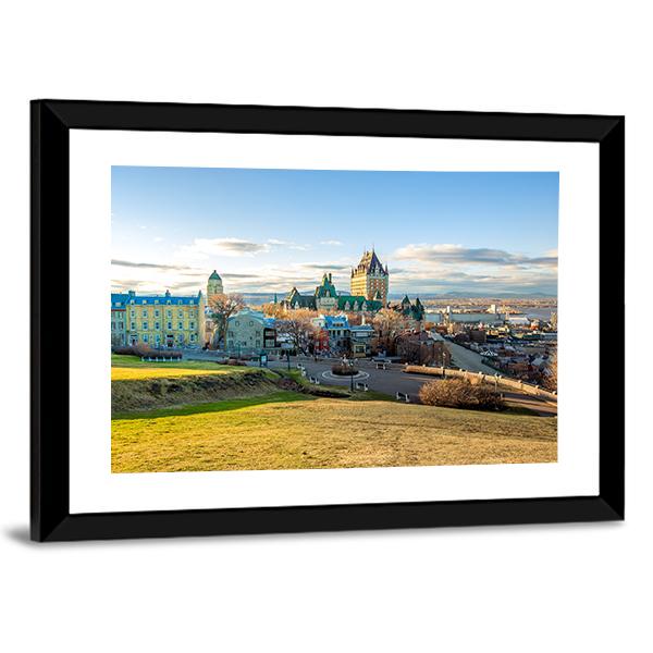 Cityscape Of Quebec Canvas Wall Art-3 Horizontal-Gallery Wrap-25" x 16"-Tiaracle