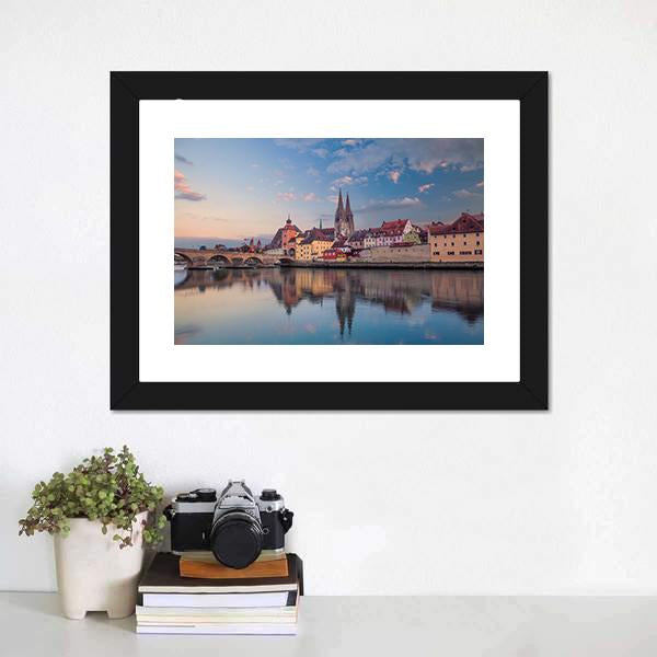 Cityscape Of Regensburg Canvas Wall Art-3 Horizontal-Gallery Wrap-25" x 16"-Tiaracle