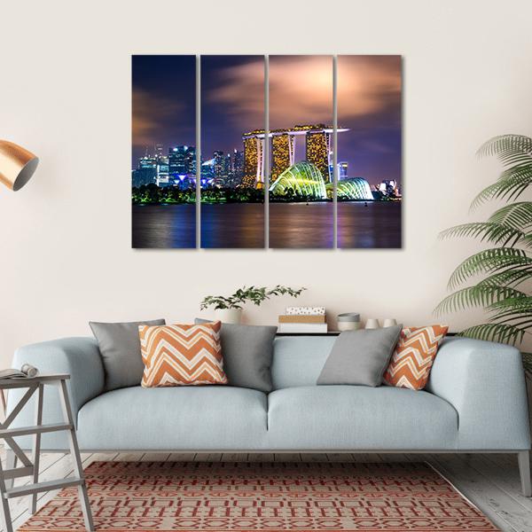 Cityscape Of Singapore Canvas Wall Art-4 Horizontal-Gallery Wrap-34" x 24"-Tiaracle