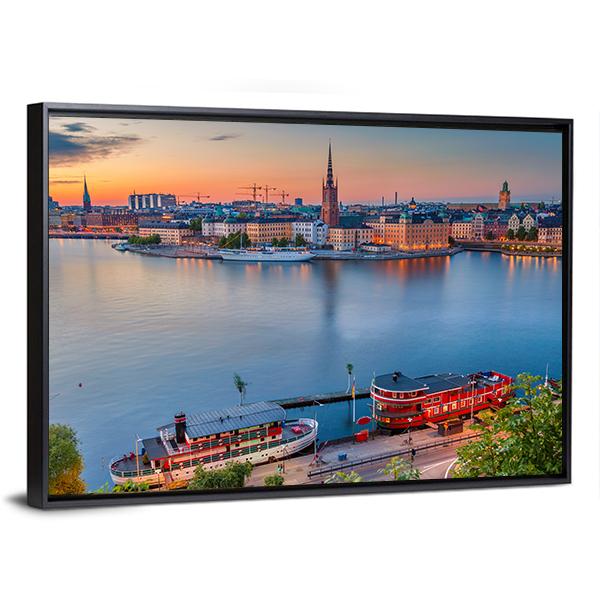 Cityscape Of Stockholm Canvas Wall Art-3 Horizontal-Gallery Wrap-25" x 16"-Tiaracle