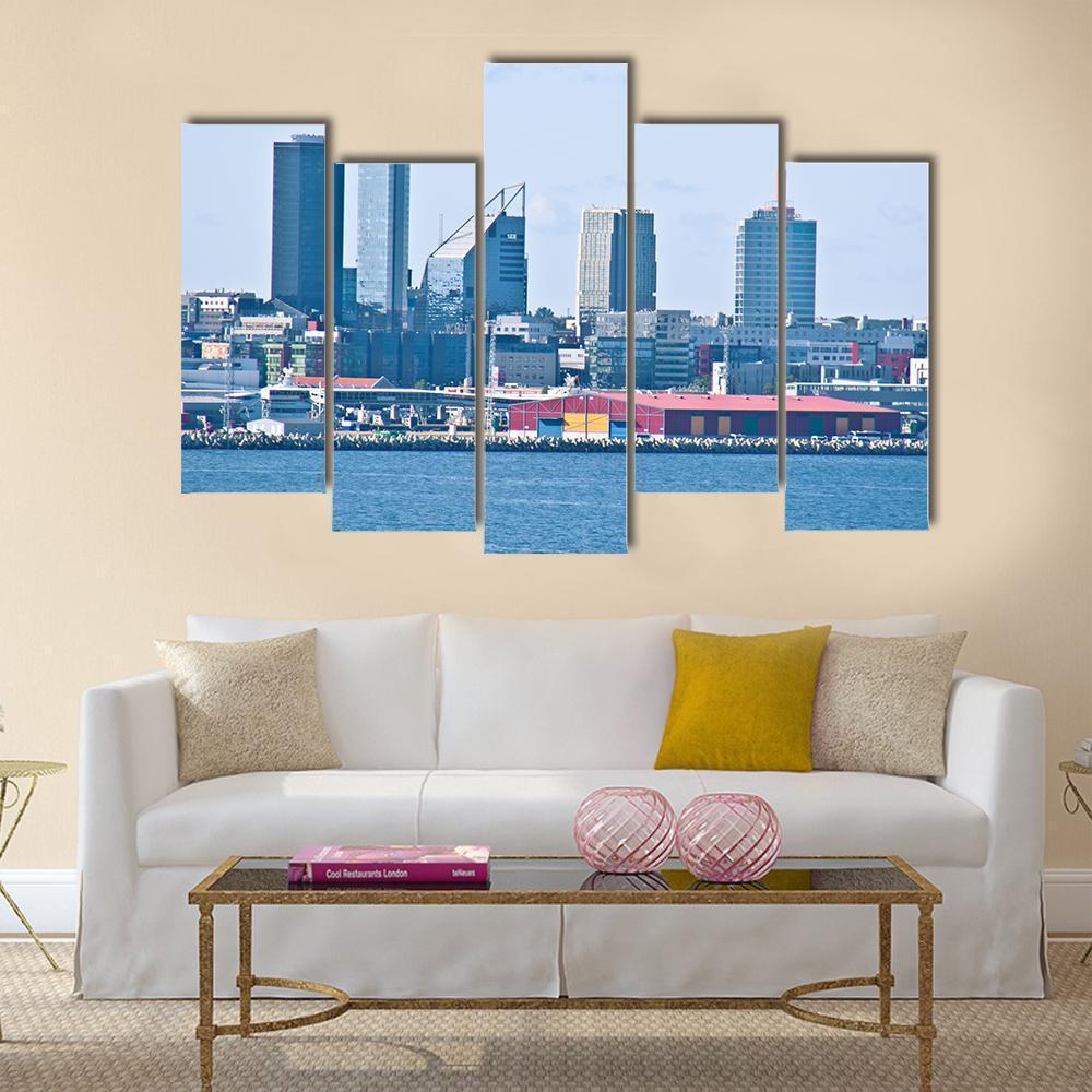 Cityscape Of Tallinn Canvas Wall Art-5 Pop-Gallery Wrap-47" x 32"-Tiaracle