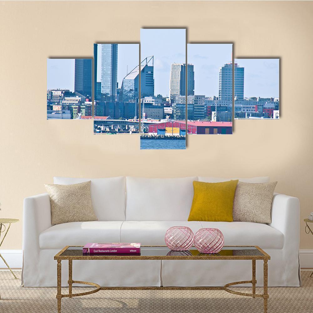 Cityscape Of Tallinn Canvas Wall Art-5 Star-Gallery Wrap-62" x 32"-Tiaracle