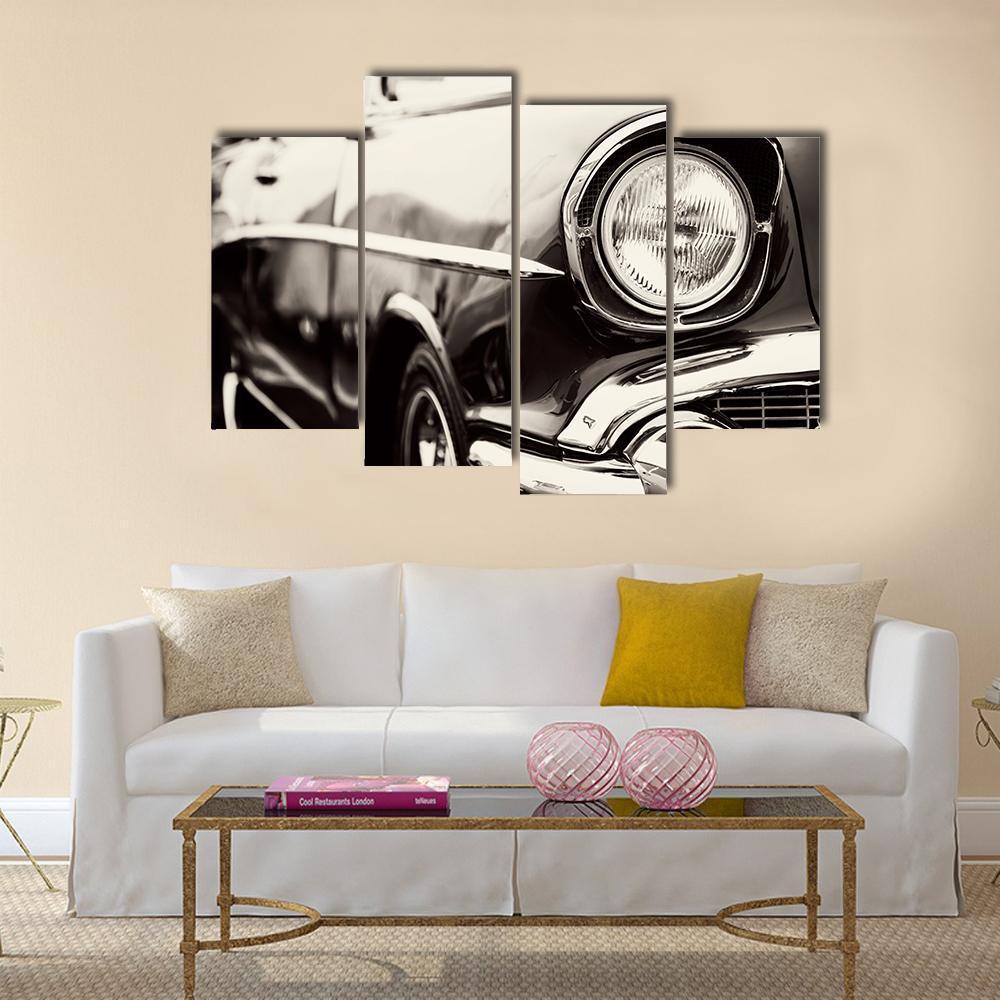 Classic Car Headlight Canvas Wall Art-4 Pop-Gallery Wrap-50" x 32"-Tiaracle
