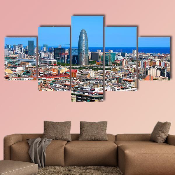 Torre Agbar Barcelona Canvas Wall Art-5 Star-Gallery Wrap-62" x 32"-Tiaracle
