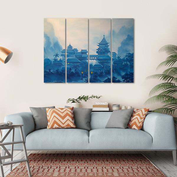 Classical Chinese Landscape Canvas Wall Art-4 Horizontal-Gallery Wrap-34" x 24"-Tiaracle