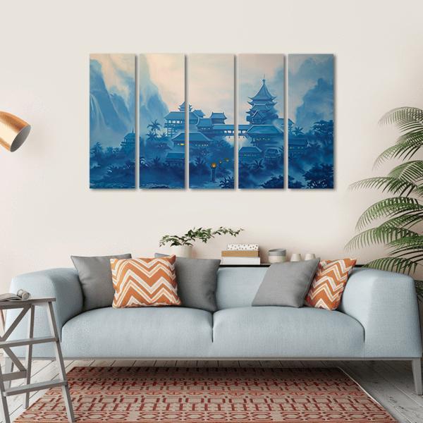 Classical Chinese Landscape Canvas Wall Art-5 Horizontal-Gallery Wrap-22" x 12"-Tiaracle