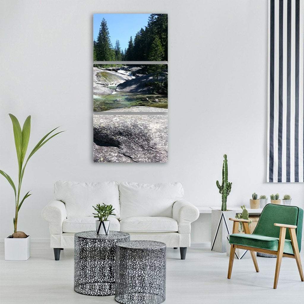 Clear Water Creek Vertical Canvas Wall Art-3 Vertical-Gallery Wrap-12" x 25"-Tiaracle