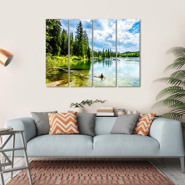 Clear Water Lake Canvas Wall Art-4 Horizontal-Gallery Wrap-34" x 24"-Tiaracle