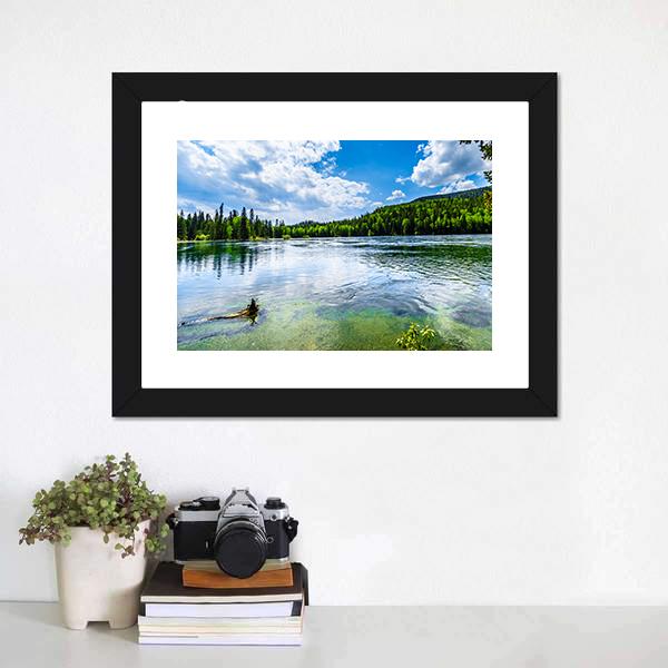 Clear Water Lake In Canada Canvas Wall Art-1 Piece-Framed Print-20" x 16"-Tiaracle