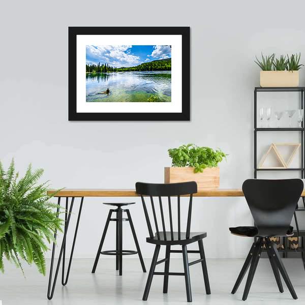Clear Water Lake In Canada Canvas Wall Art-3 Horizontal-Gallery Wrap-25" x 16"-Tiaracle