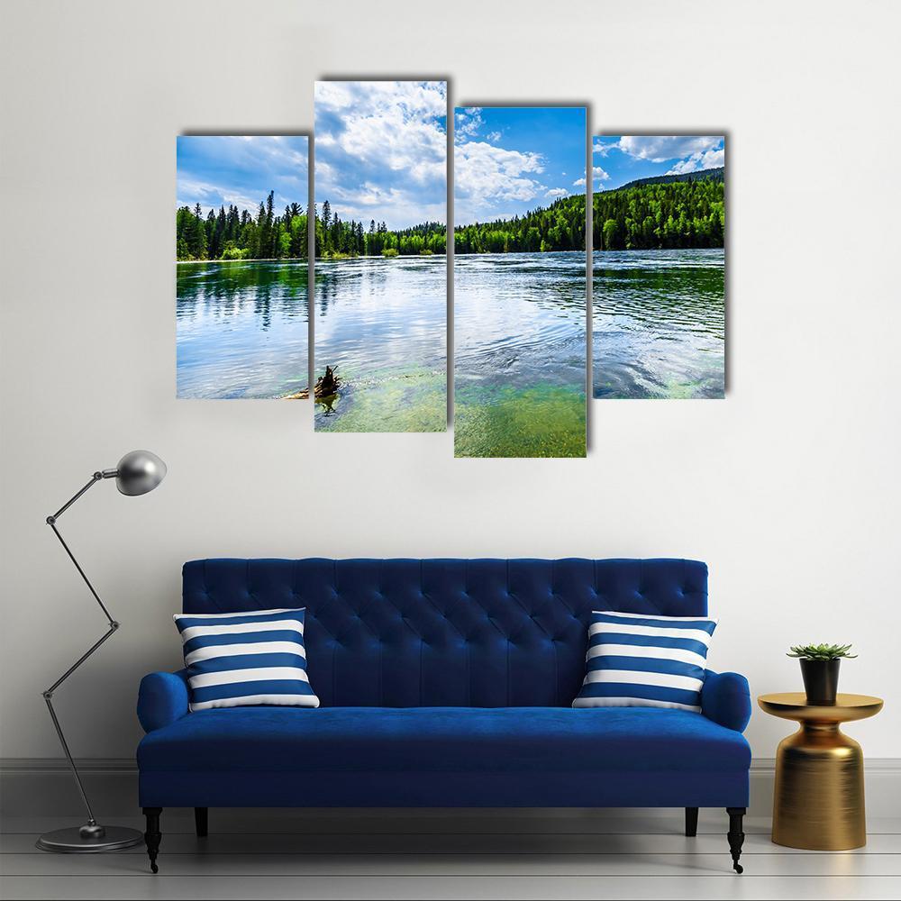 Clear Water Lake In Canada Canvas Wall Art-4 Pop-Gallery Wrap-50" x 32"-Tiaracle