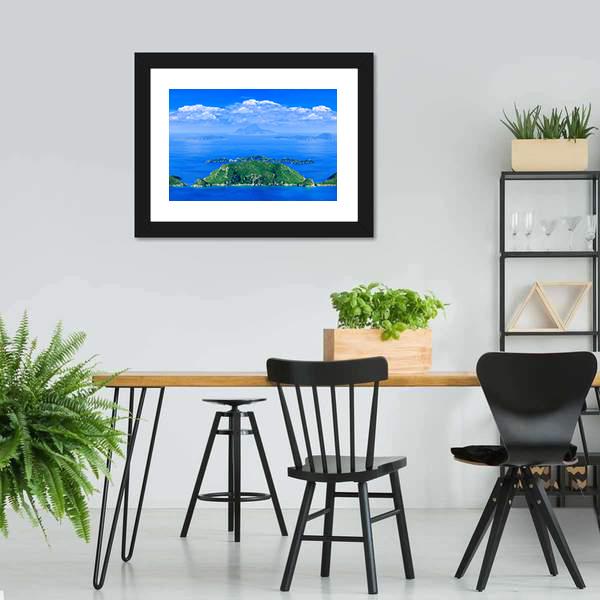 Cliff In Azure Sea Bay Panoramic Canvas Wall Art-1 Piece-36" x 12"-Tiaracle