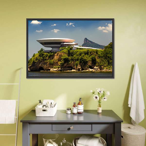 Cliff Museum In Brazil Canvas Wall Art-3 Horizontal-Gallery Wrap-25" x 16"-Tiaracle