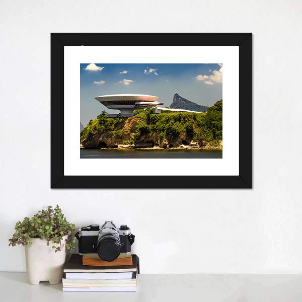 Cliff Museum In Brazil Canvas Wall Art-3 Horizontal-Gallery Wrap-25" x 16"-Tiaracle