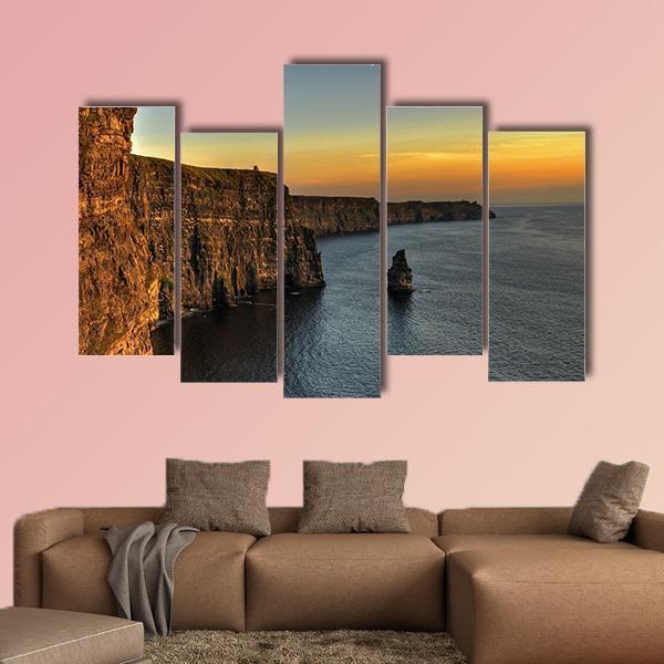 Cliff Of Moher Ireland Canvas Wall Art-5 Pop-Gallery Wrap-47" x 32"-Tiaracle
