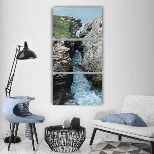 Cliff On Costa Rocks Bay Of Biscay Landscape Vertical Canvas Wall Art-3 Vertical-Gallery Wrap-12" x 25"-Tiaracle