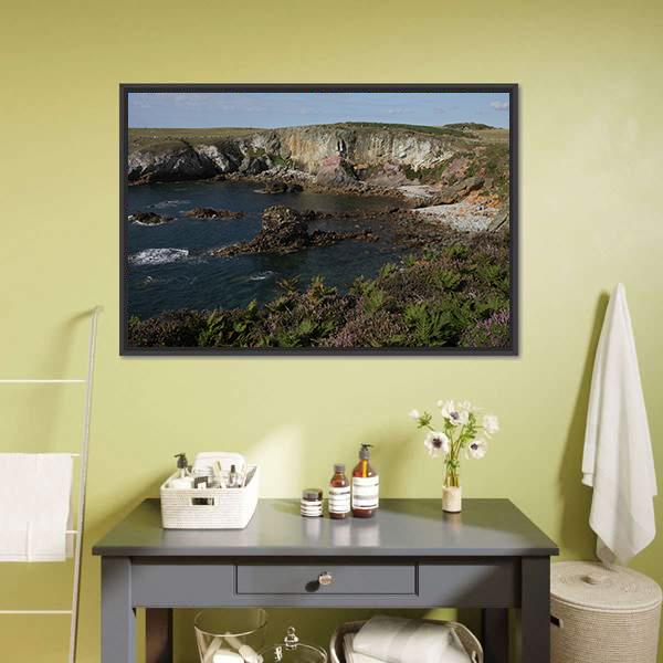 Cliff Top Plants Canvas Wall Art-3 Horizontal-Gallery Wrap-25" x 16"-Tiaracle