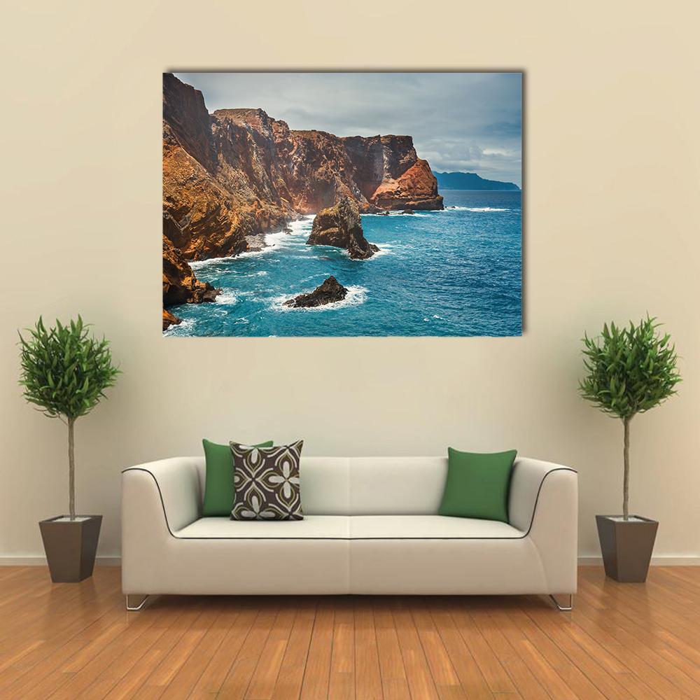 Cliffs At Ponta De Sao Lourenco Canvas Wall Art-1 Piece-Gallery Wrap-36" x 24"-Tiaracle