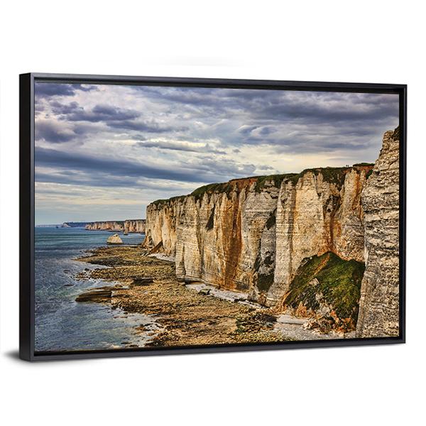 Cliffs In Etretat Canvas Wall Art-5 Horizontal-Gallery Wrap-22" x 12"-Tiaracle