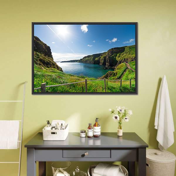 Cliffs In Ireland Canvas Wall Art-1 Piece-Floating Frame-24" x 16"-Tiaracle