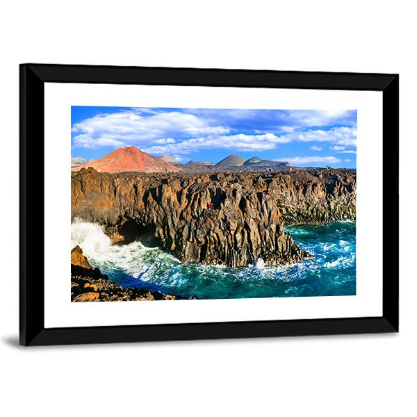 Cliffs In Lanzarote Island Canvas Wall Art-3 Horizontal-Gallery Wrap-25" x 16"-Tiaracle