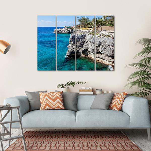 Cliffs In Negril Canvas Wall Art-4 Horizontal-Gallery Wrap-34" x 24"-Tiaracle