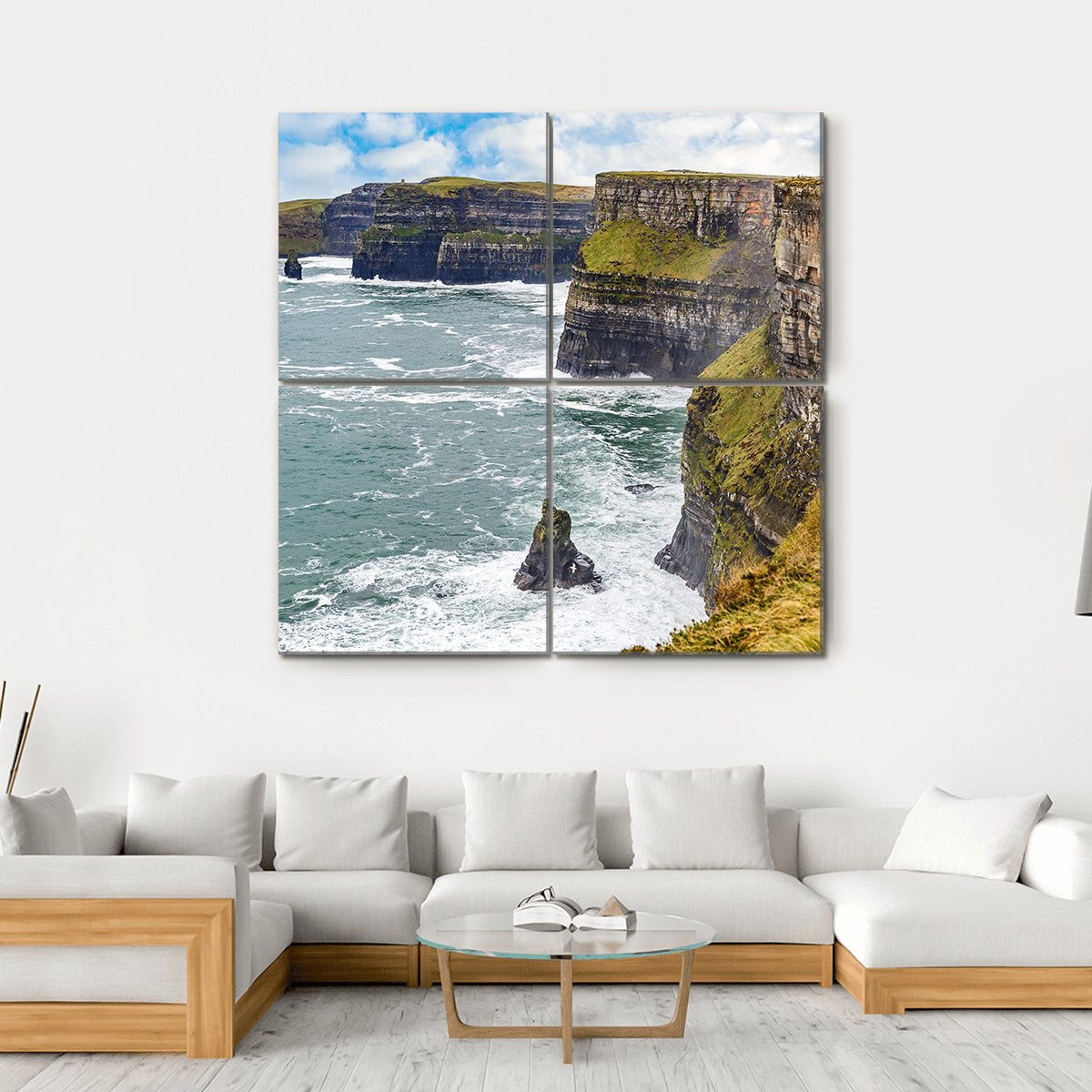 Cliffs Of Moher In Ireland Canvas Wall Art-4 Square-Gallery Wrap-17" x 17"-Tiaracle