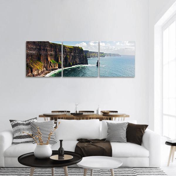 Cliffs Of Moher Panoramic Canvas Wall Art-3 Piece-25" x 08"-Tiaracle