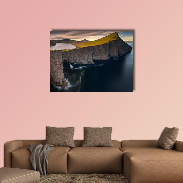 Cliffs Of Vagar Canvas Wall Art-1 Piece-Gallery Wrap-36" x 24"-Tiaracle