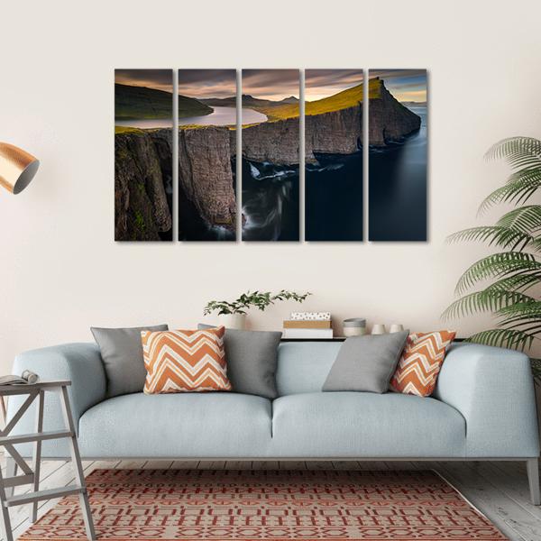 Cliffs Of Vagar Canvas Wall Art-5 Horizontal-Gallery Wrap-22" x 12"-Tiaracle