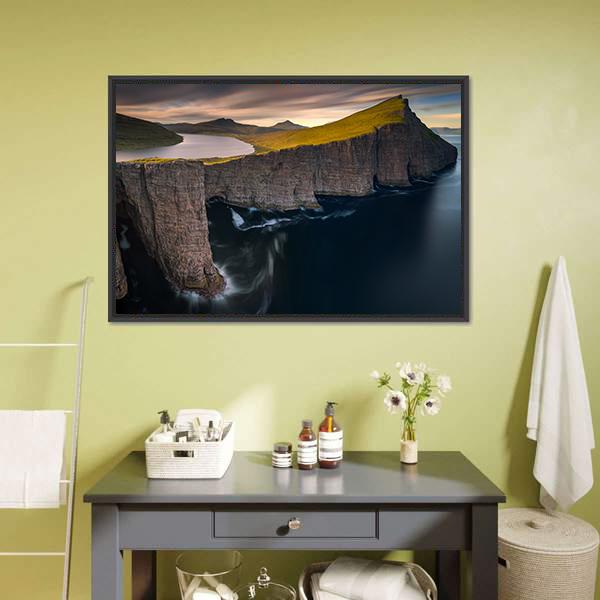 Cliffs Of Vagar Canvas Wall Art-3 Horizontal-Gallery Wrap-25" x 16"-Tiaracle