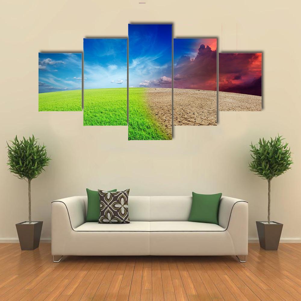 Climate Change Concept Canvas Wall Art-5 Star-Gallery Wrap-62" x 32"-Tiaracle