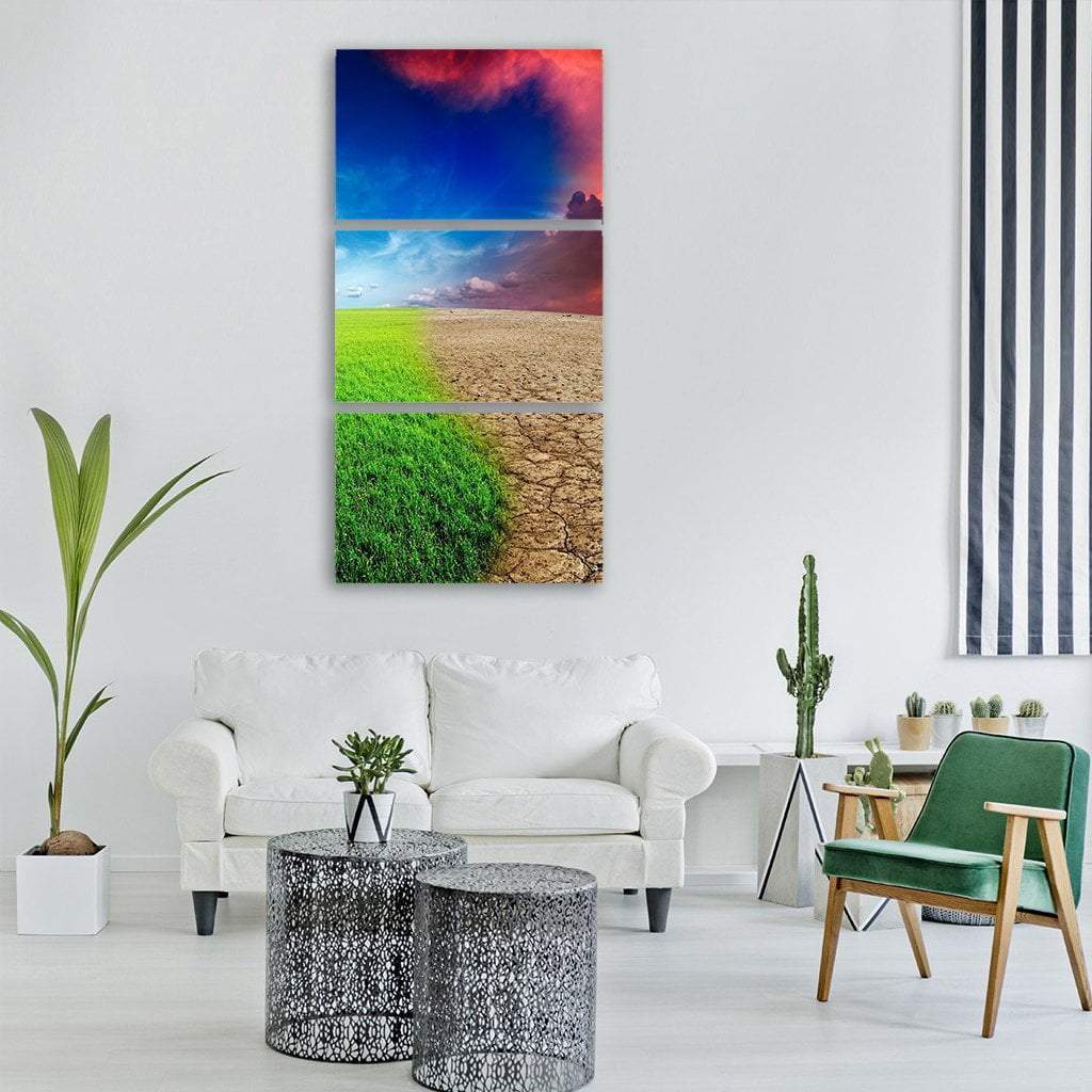 Climate Change Concept Vertical Canvas Wall Art-3 Vertical-Gallery Wrap-12" x 25"-Tiaracle