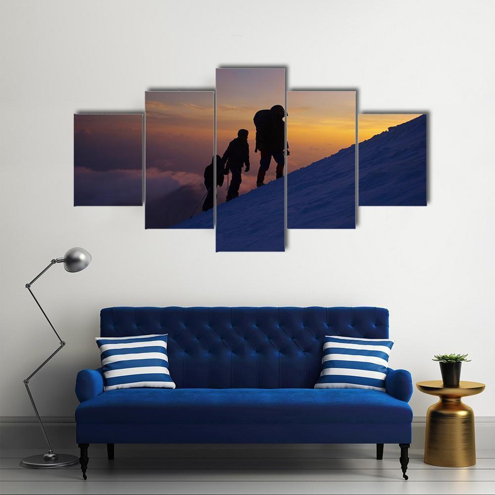 Climbers On The Everest Canvas Wall Art-5 Star-Gallery Wrap-62" x 32"-Tiaracle