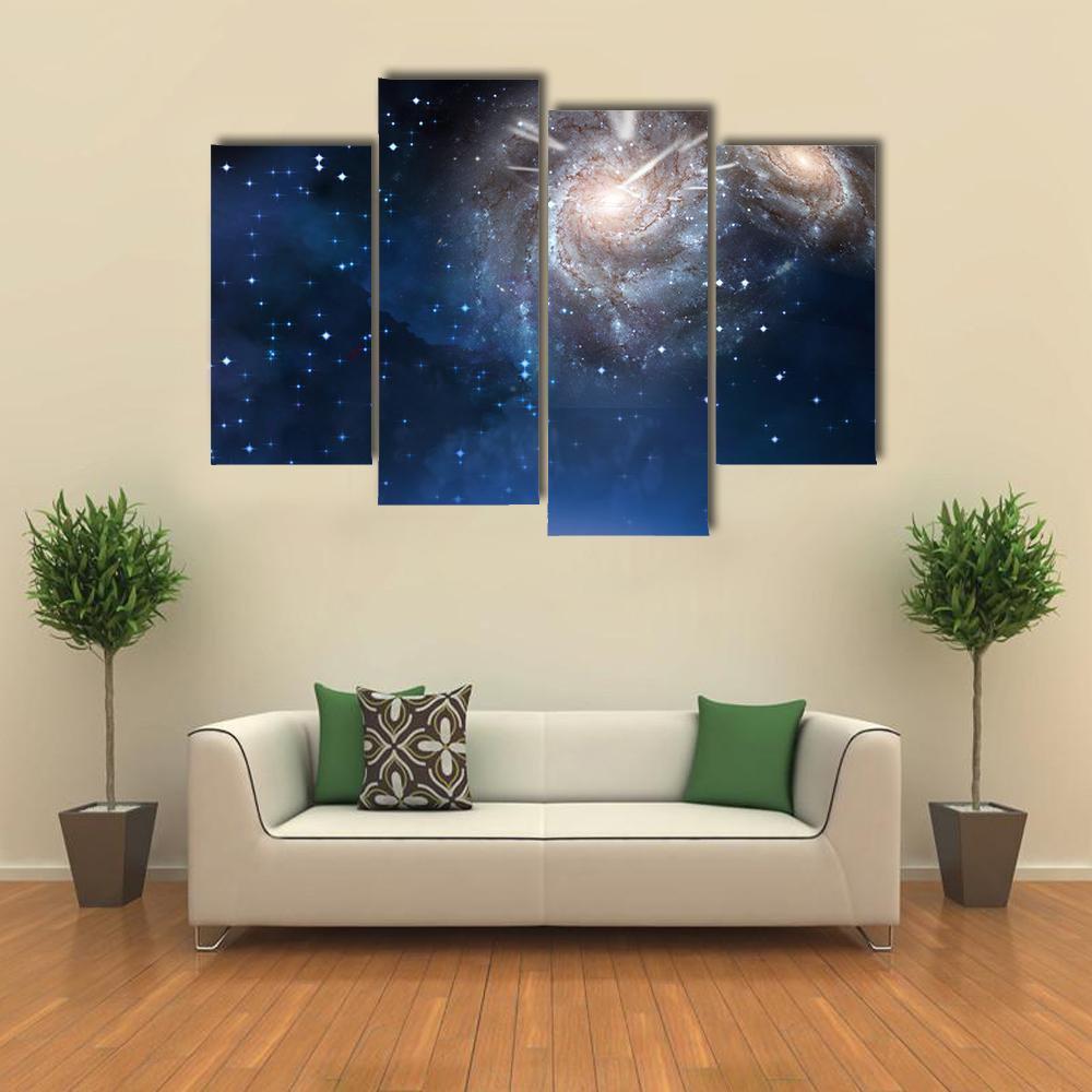 Clock & Space Canvas Wall Art-4 Pop-Gallery Wrap-50" x 32"-Tiaracle