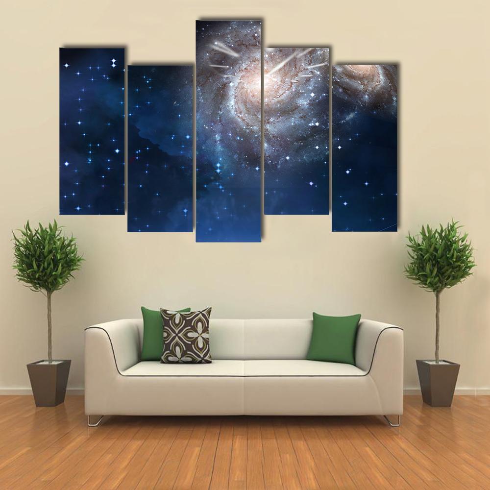 Clock & Space Canvas Wall Art-5 Pop-Gallery Wrap-47" x 32"-Tiaracle