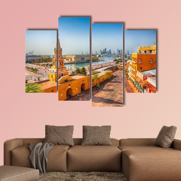 Clock Tower Gate Colombia Canvas Wall Art-4 Pop-Gallery Wrap-50" x 32"-Tiaracle