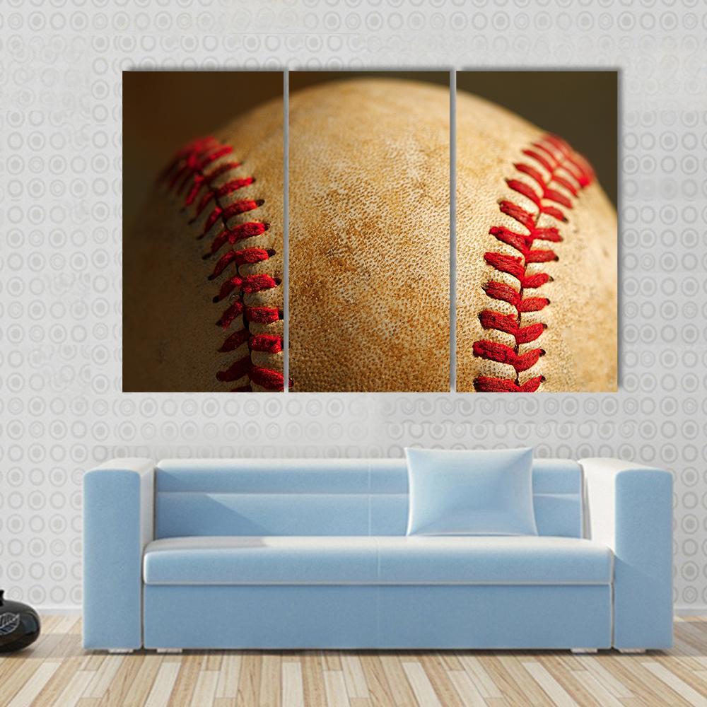 Close Up Of Baseball Canvas Wall Art-3 Horizontal-Gallery Wrap-37" x 24"-Tiaracle