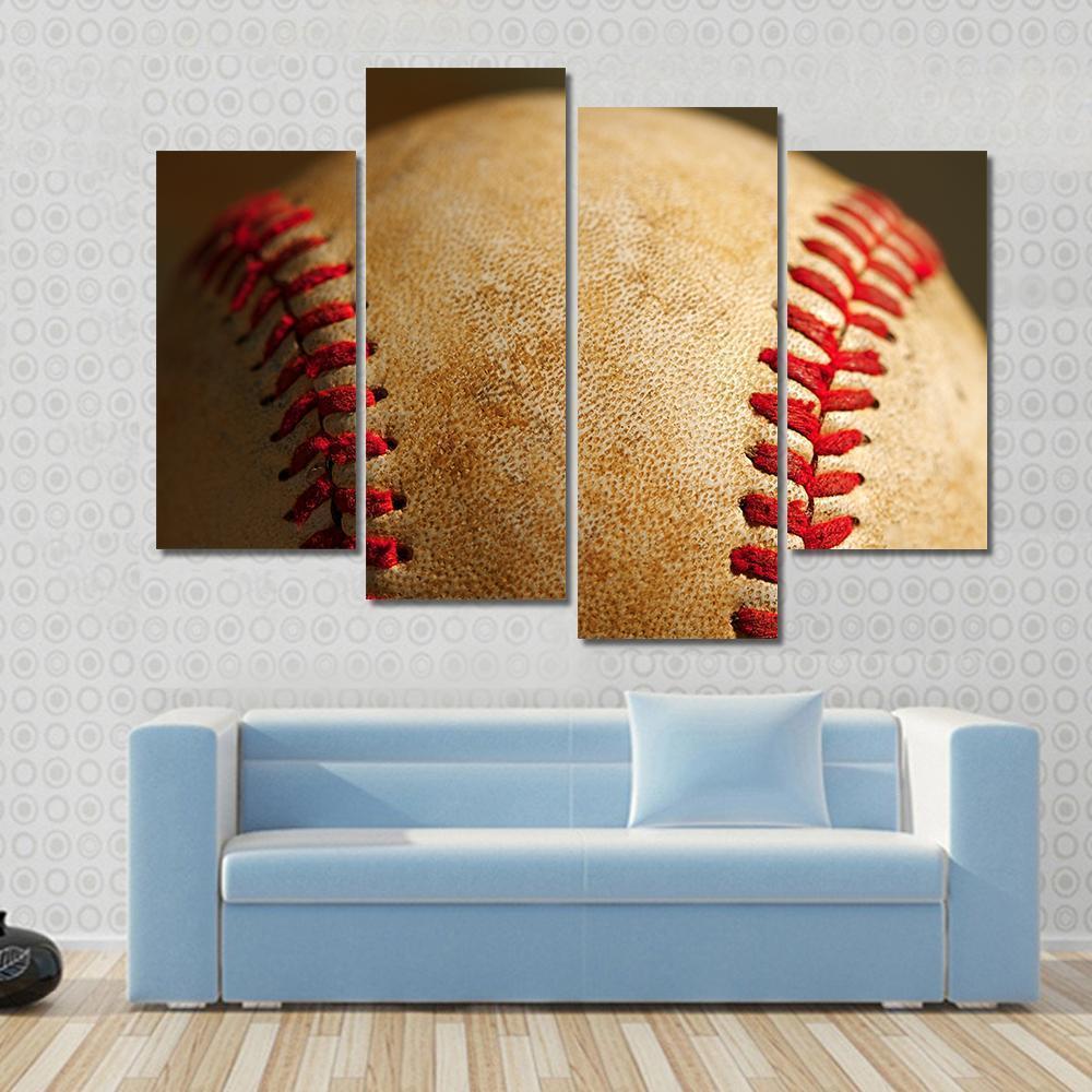 Close Up Of Baseball Canvas Wall Art-4 Pop-Gallery Wrap-50" x 32"-Tiaracle