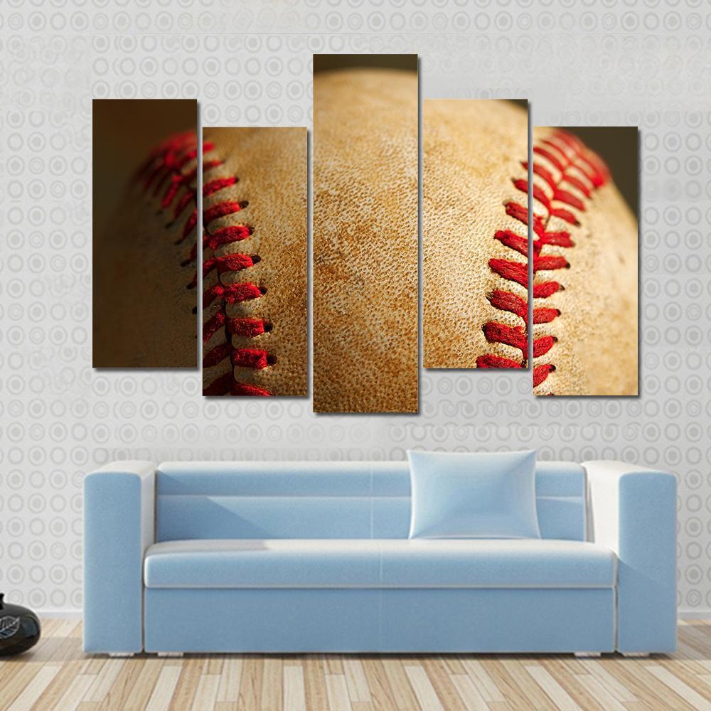 Close Up Of Baseball Canvas Wall Art-5 Pop-Gallery Wrap-47" x 32"-Tiaracle