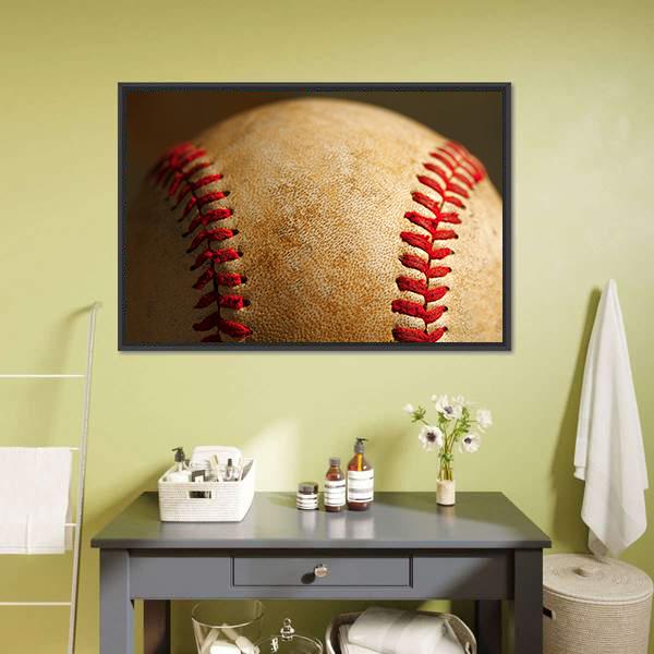 Close Up Of Baseball Canvas Wall Art-3 Horizontal-Gallery Wrap-25" x 16"-Tiaracle