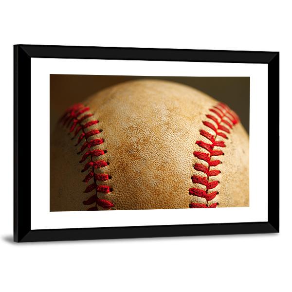 Close Up Of Baseball Canvas Wall Art-3 Horizontal-Gallery Wrap-25" x 16"-Tiaracle