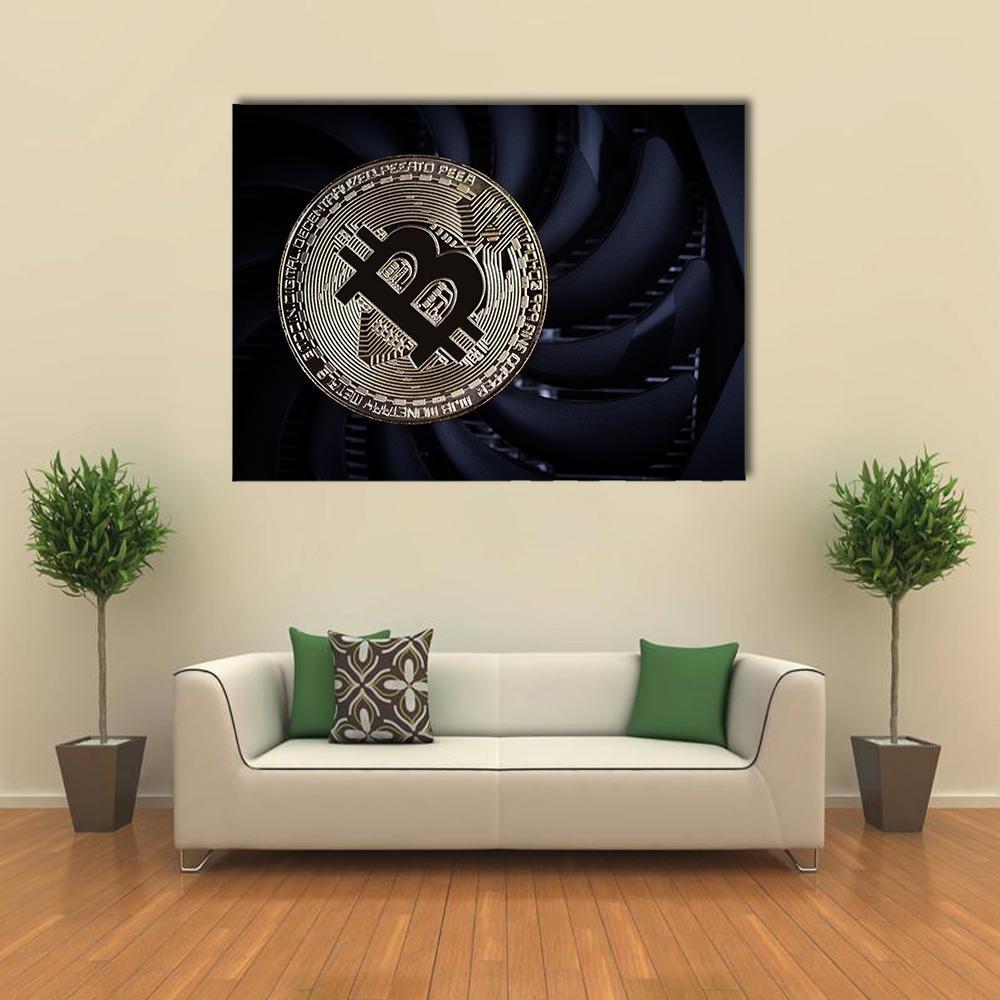 Close Up Of Bitcoin Canvas Wall Art-1 Piece-Gallery Wrap-36" x 24"-Tiaracle