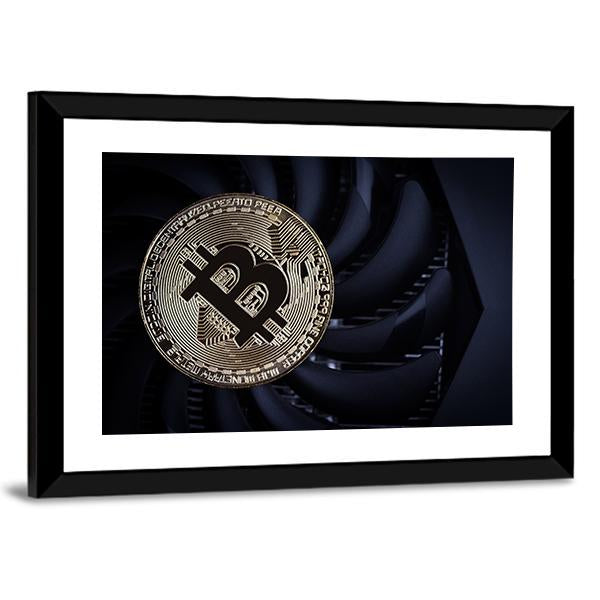 Close Up Of Bitcoin Panoramic Canvas Wall Art-1 Piece-36" x 12"-Tiaracle